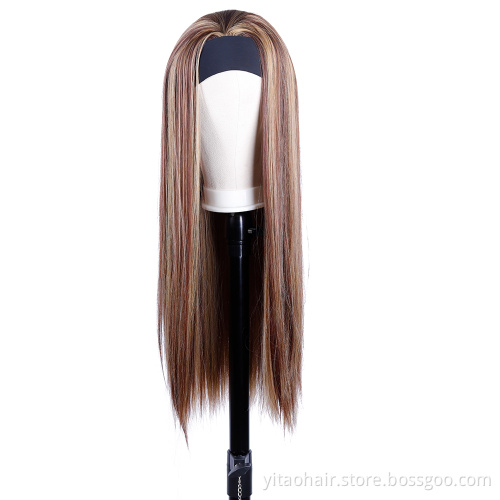 FAZHIYUAN Highlight Brazilian Colorful Silky Straight Deep Short Water Wave Bob Kinky Curly Synthetic Headband Wigs